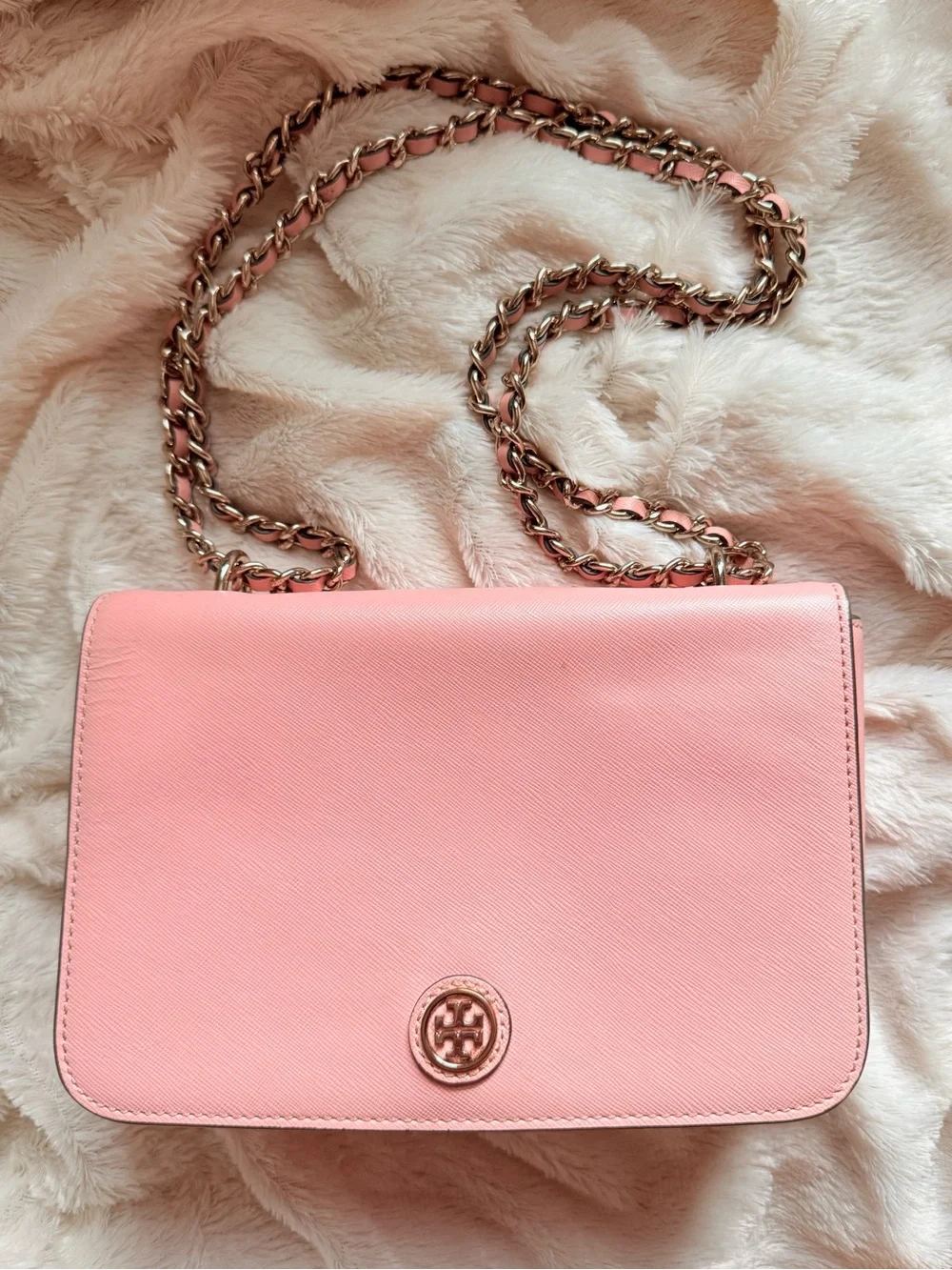 Tory Burch Blush Pink Leather Chain Shoulder Bag